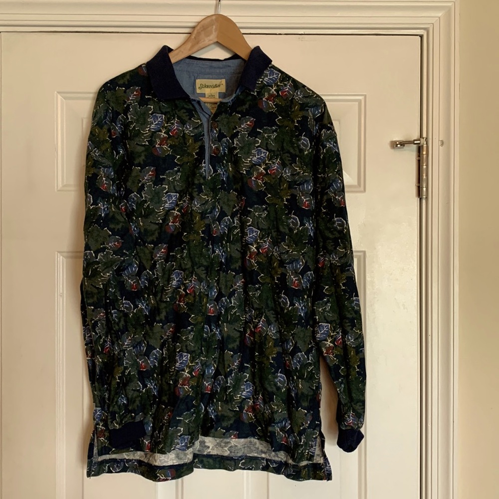 St. John’s Bay long sleeve collared shirt.